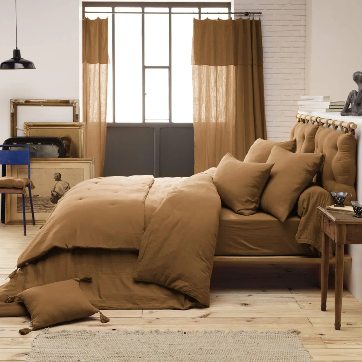 Parure de lit double gaze de coton Terre de Nuit