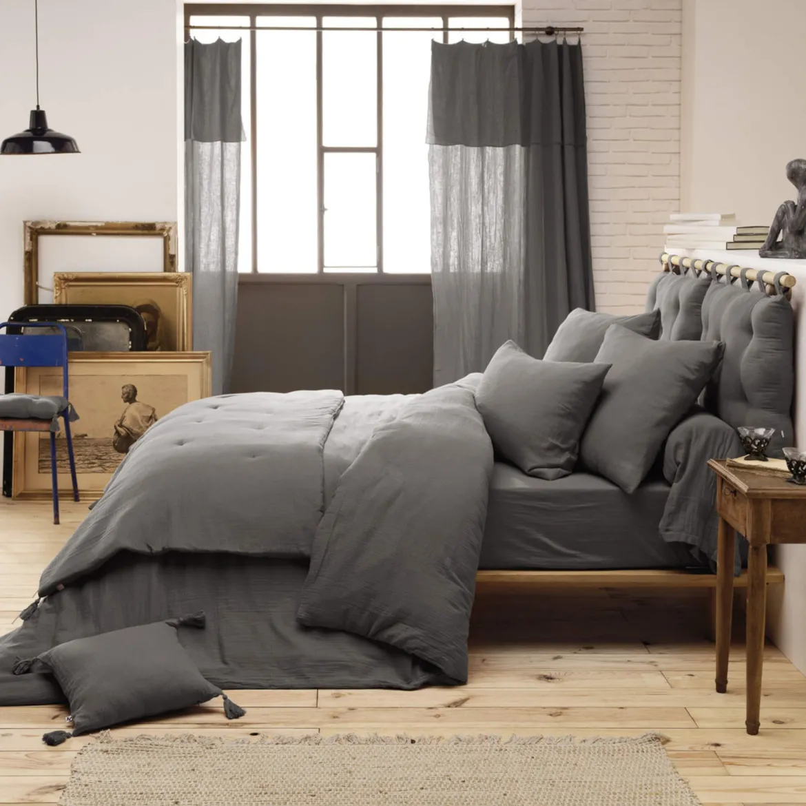 Parure de lit double gaze de coton Terre de Nuit