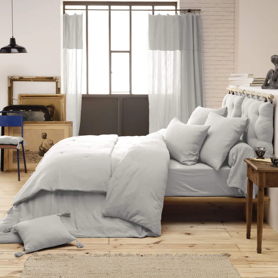 Parure de lit double gaze de coton Terre de Nuit