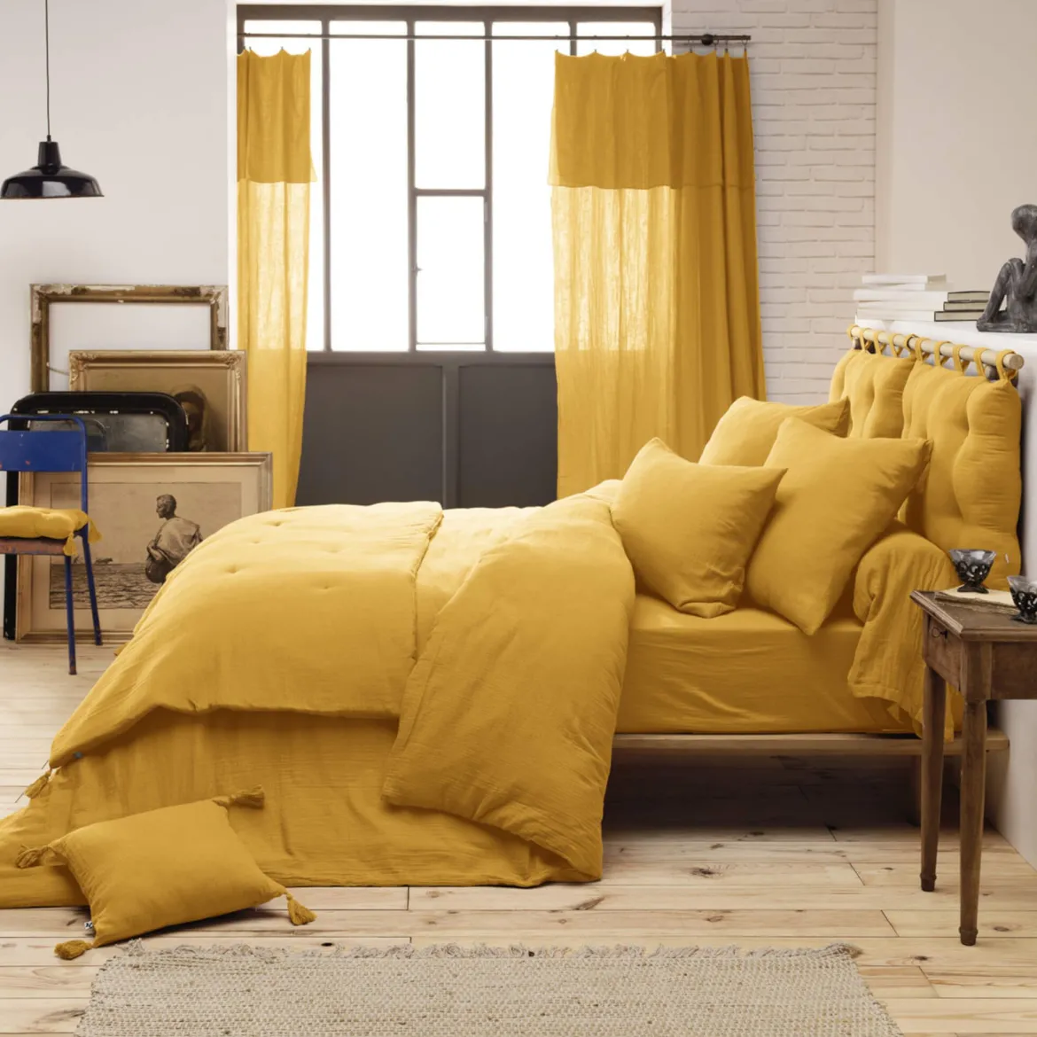 Parure de lit double gaze de coton Terre de Nuit