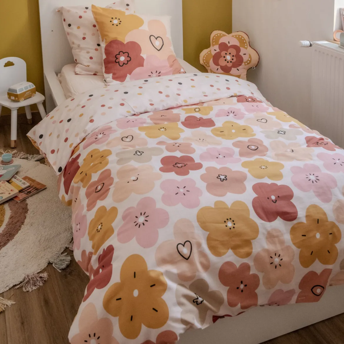 Parure de lit enfant coton à fleurs Terre de Nuit