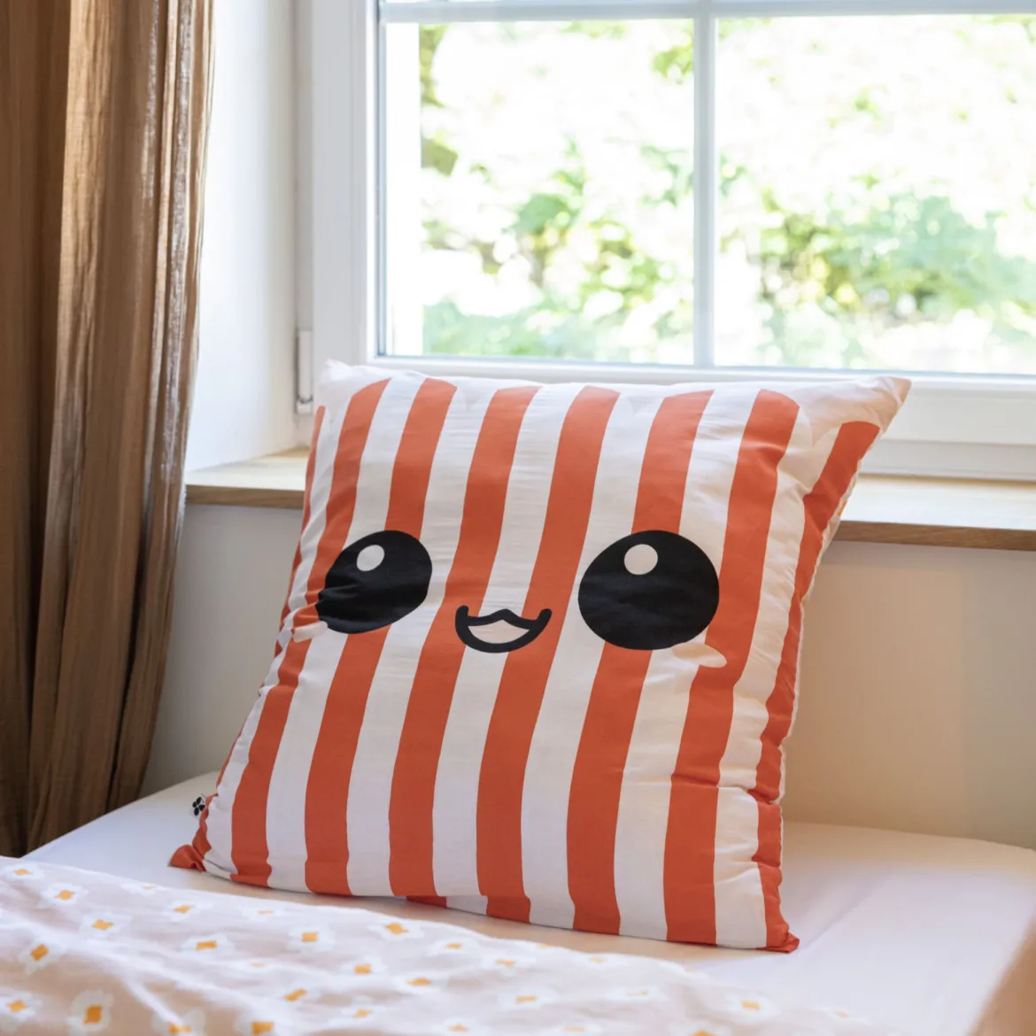 Parure de lit enfant coton rayures Terre de Nuit Fresh popcorn