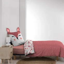 Parure de lit enfant réversible 140x200 coton Douceur d'Intérieur Biche