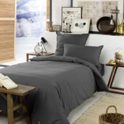 Parure de lit flanelle anthracite