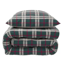 Parure de lit flanelle à carreaux vert Terre de Nuit Noël