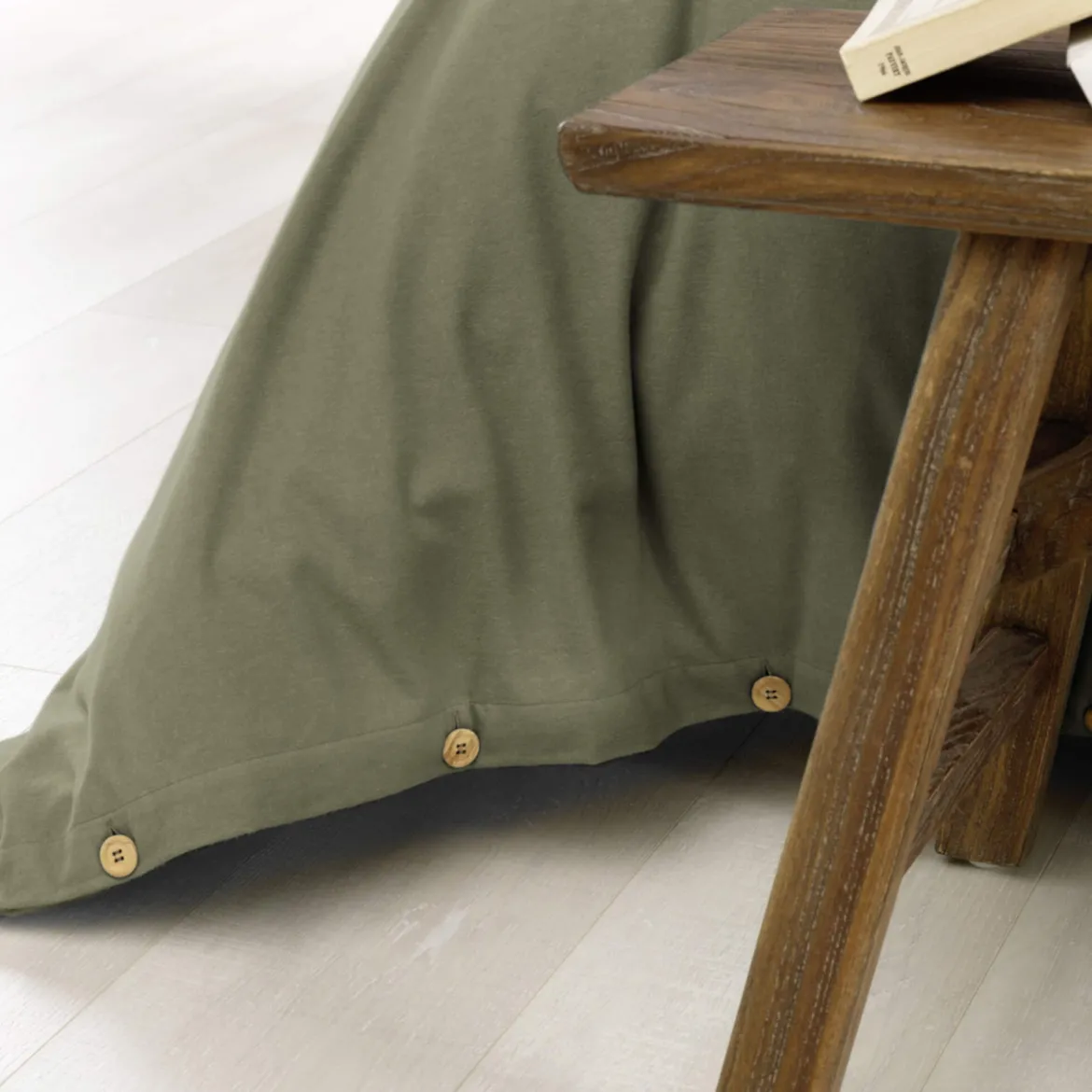 Parure de lit flanelle kaki