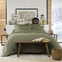 Parure de lit flanelle kaki