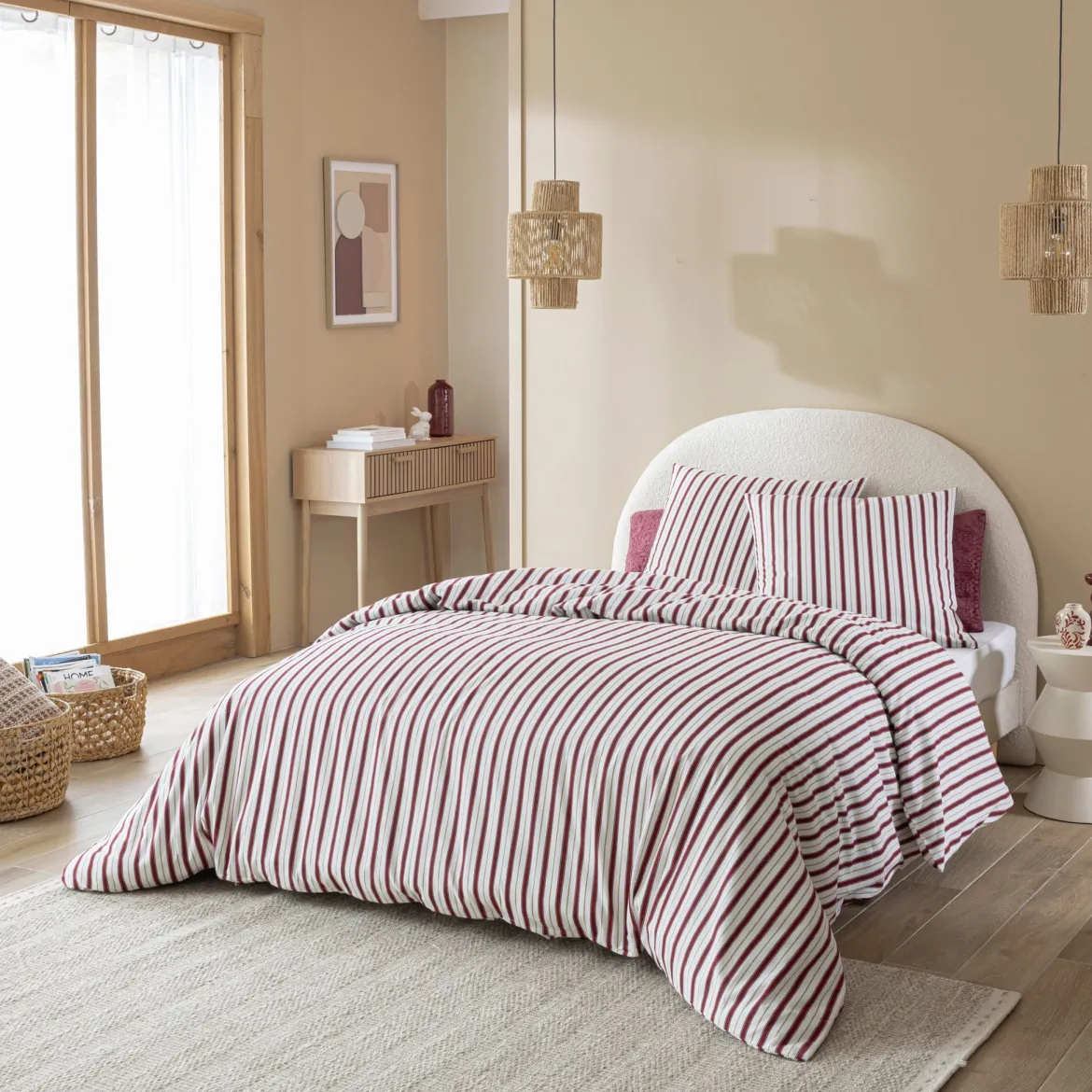 Parure de lit flanelle à rayures Terre de Nuit