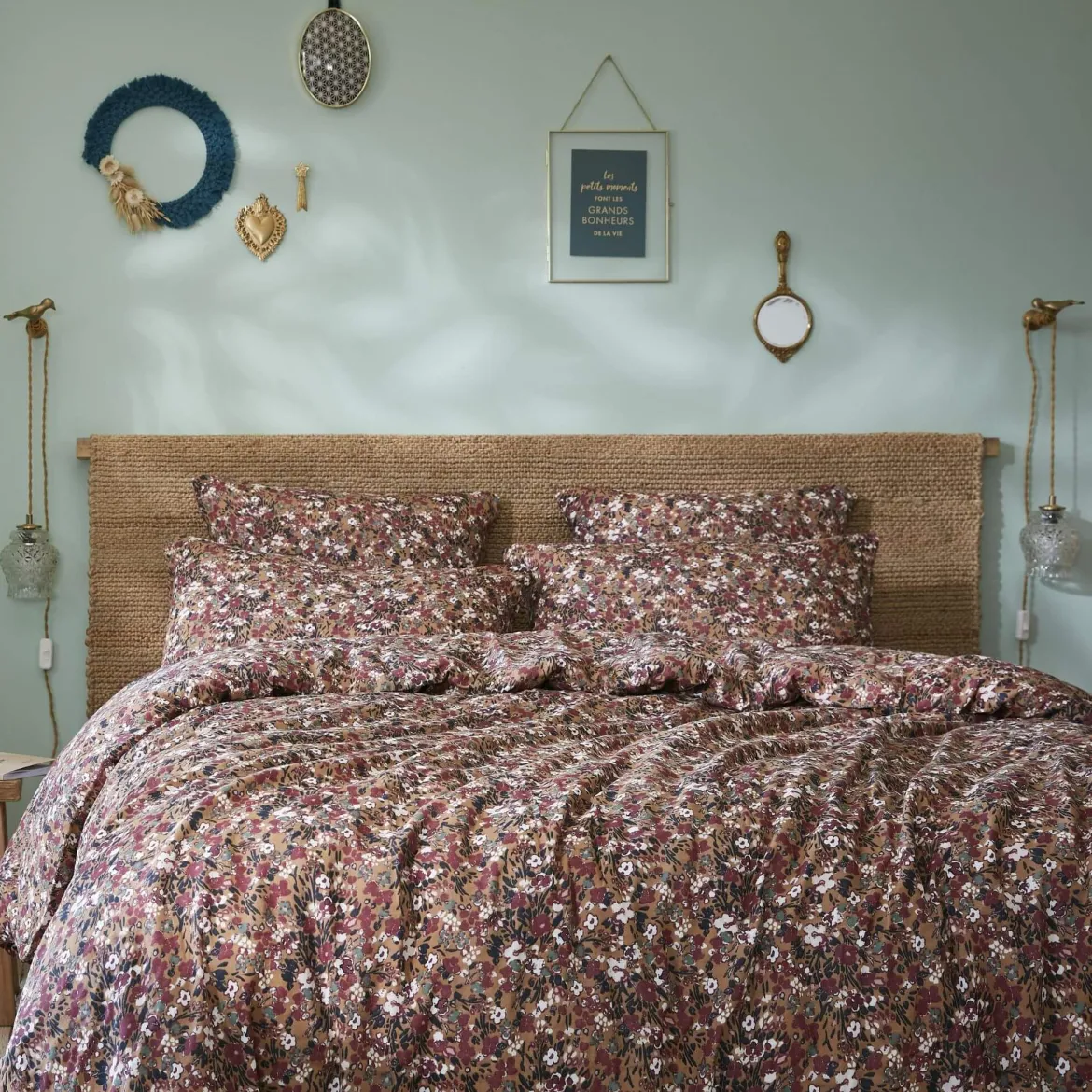 Parure de lit gaze de coton imprimé floral