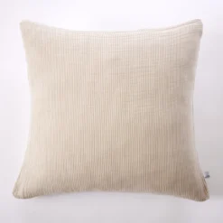 Parure de lit gaze de coton à rayures beige Terre de Nuit Ninon