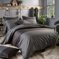 Parure de lit satin de coton Enzo Noir - Tradilinge