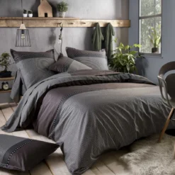 Parure de lit satin de coton Enzo Noir - Tradilinge
