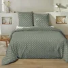 Parure de lit 240x220 coton pois vert Terre de Nuit Perle