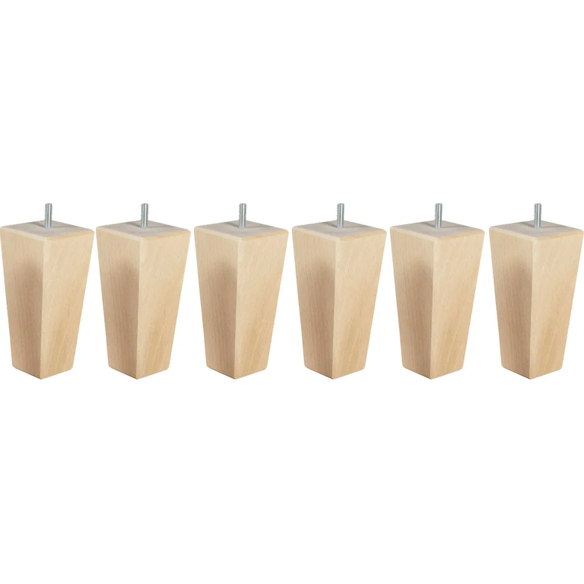 6 pieds fuseau tronqué bois naturel 15 cm