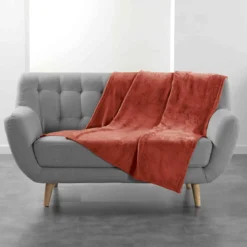 Plaid flanelle unie Flanou terracotta