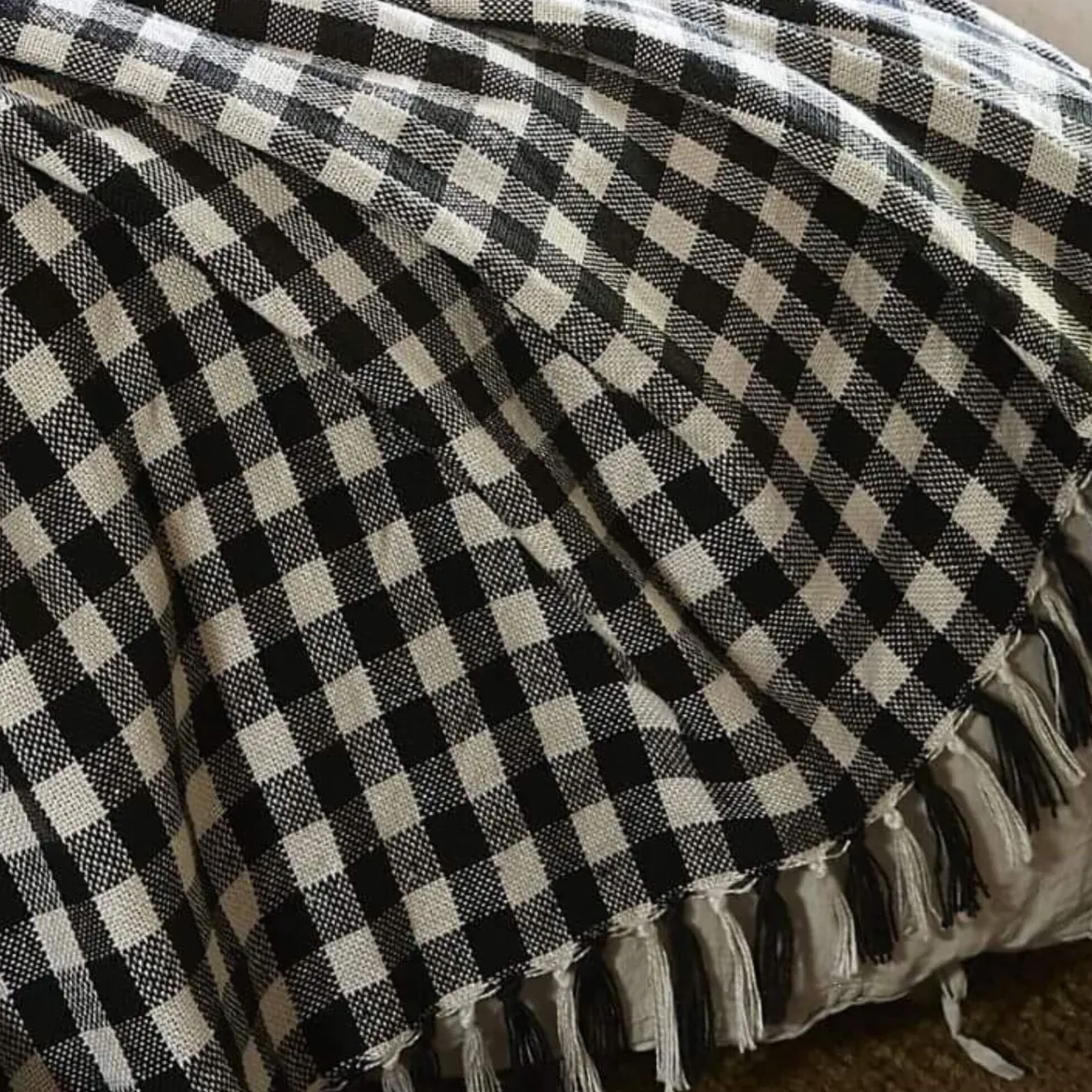 Plaid à franges à carreaux