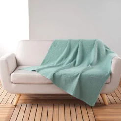 Plaid gaufrette en coton uni 125x150 cm