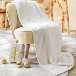 Plaid polaire chaud blanc 130x170 Flocon