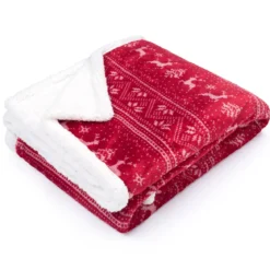 Plaid polaire cocooning rouge 130x170 Cerf