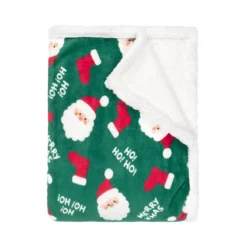 Plaid polaire cocooning vert 130x170 Père Noël