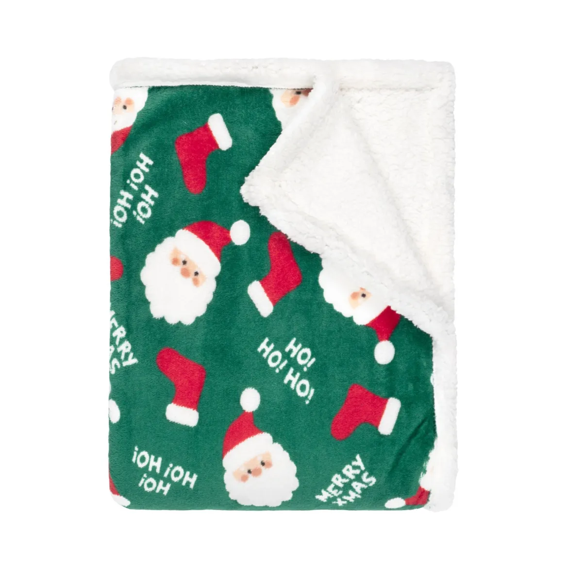Plaid polaire cocooning vert 130x170 Père Noël