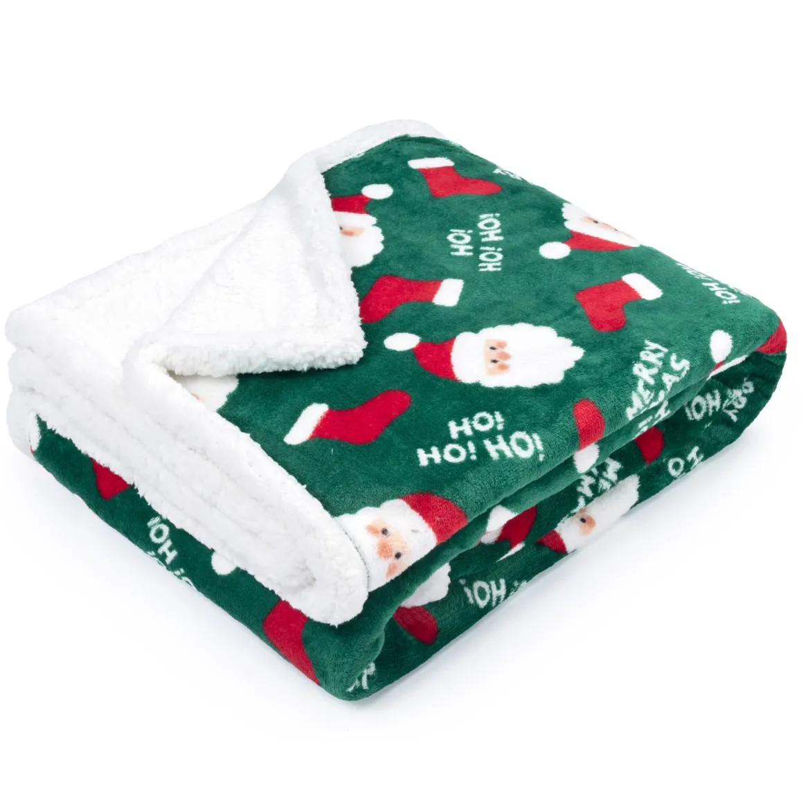 Plaid polaire cocooning vert 130x170 Père Noël
