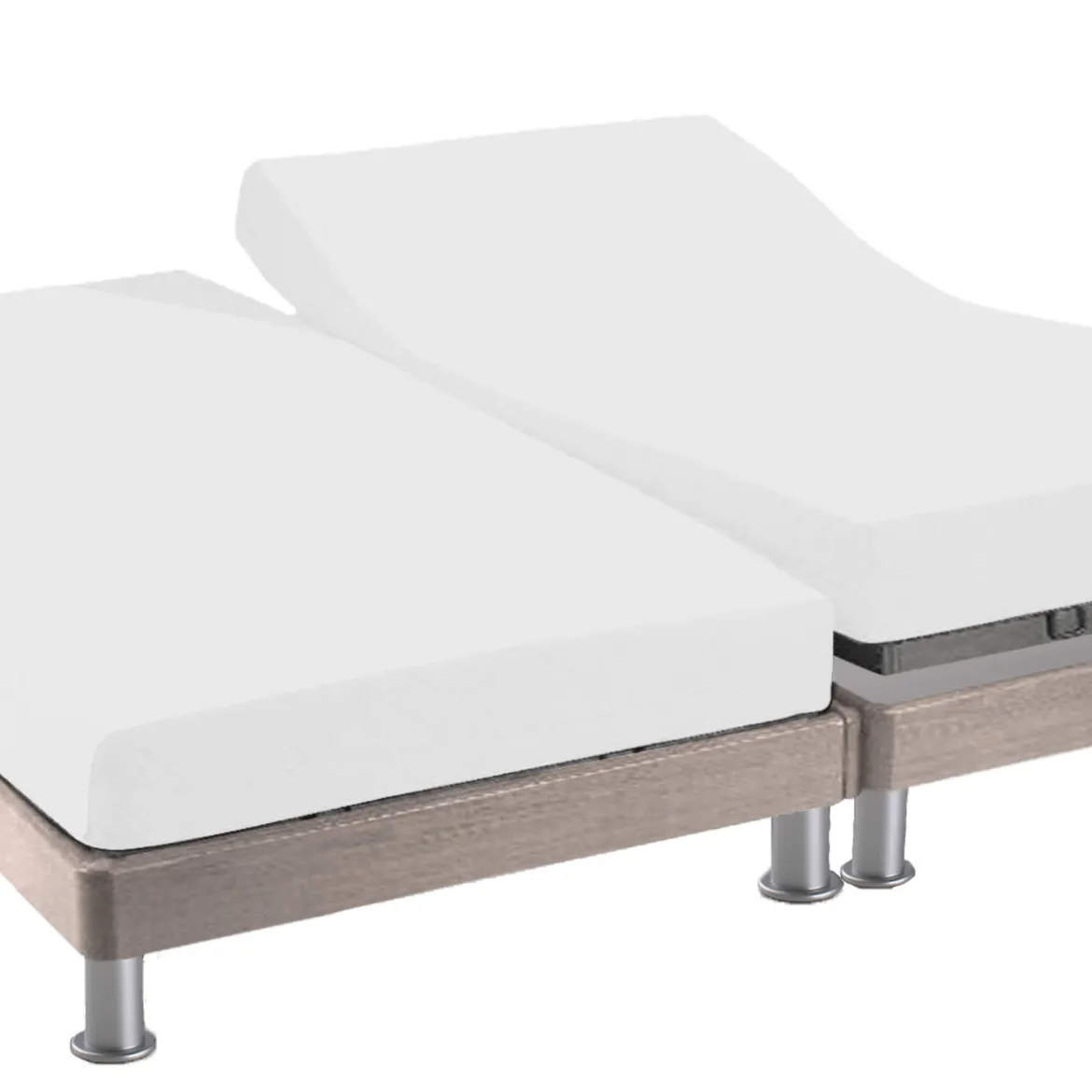 Protège matelas molleton 100% coton - bonnet 30 cm TPR pour sommier articulé