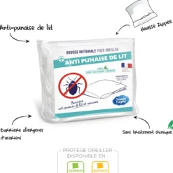 Protège oreiller anti-acariens et anti-punaises sans traitement