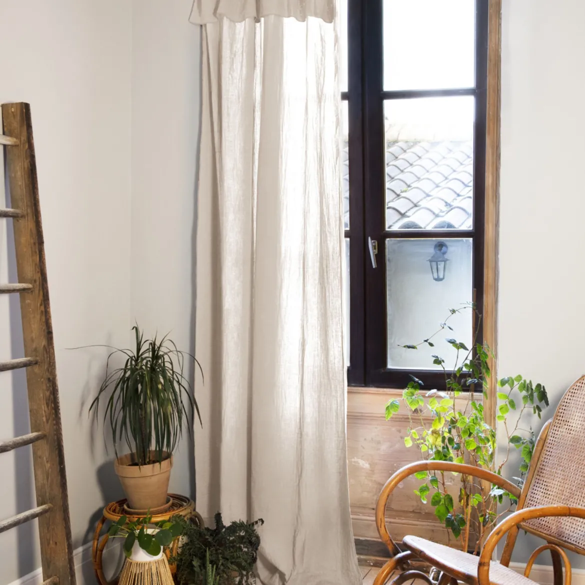 Rideau gaze de coton ajustable 140x300 cm