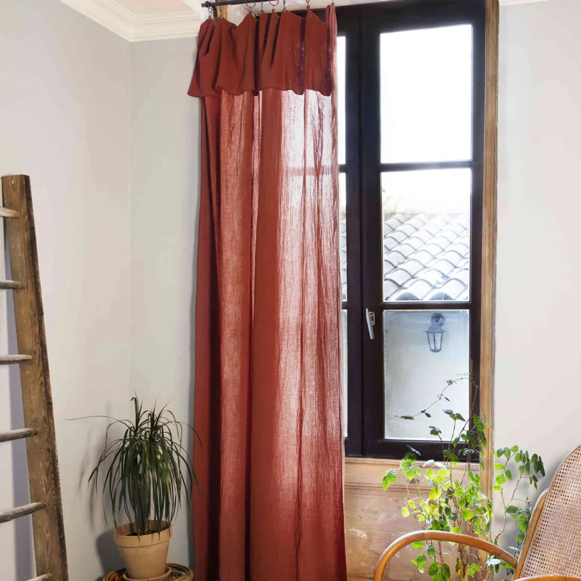 Rideau gaze de coton ajustable 140x300 cm