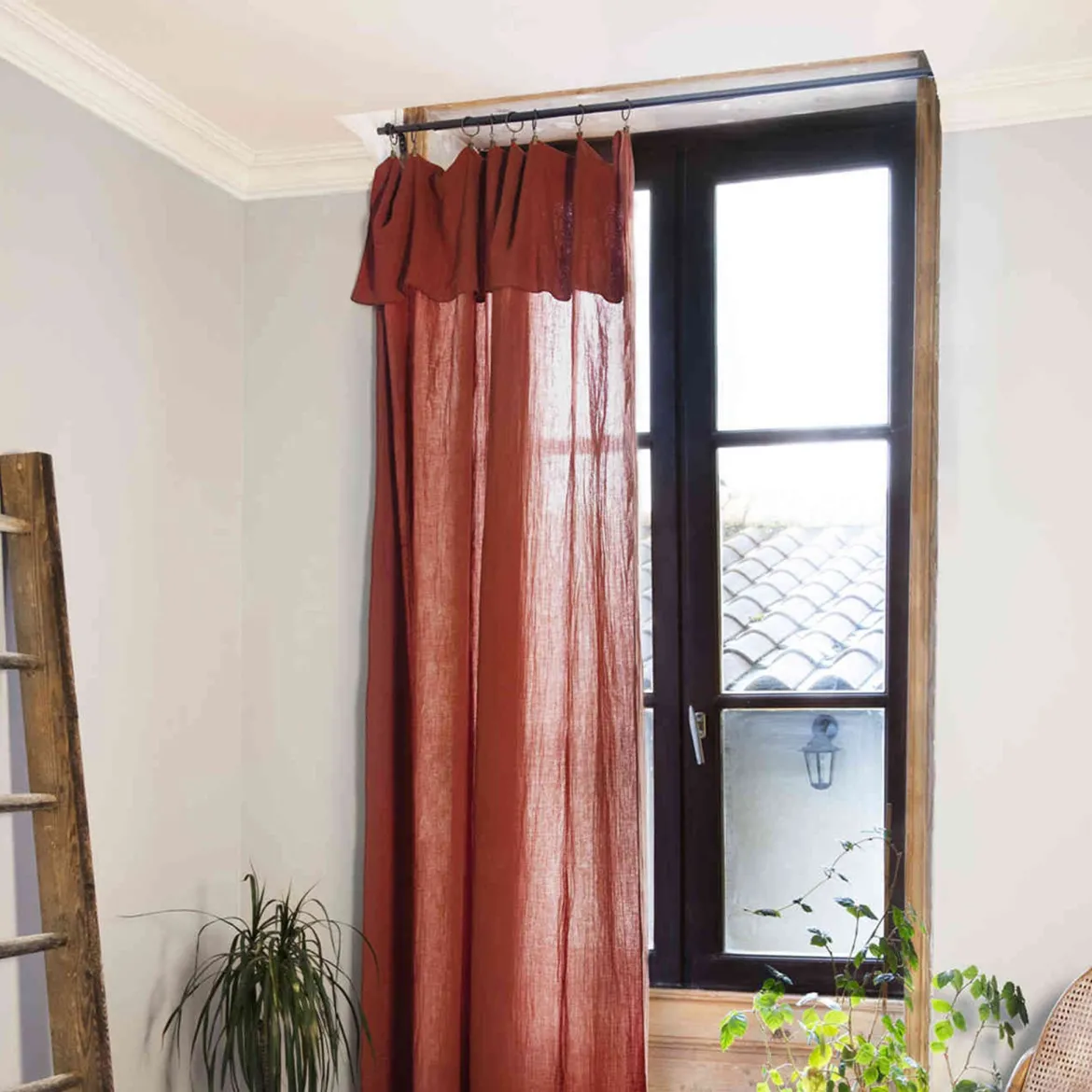 Rideau gaze de coton ajustable 140x300 cm