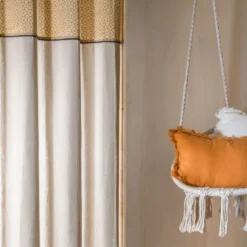 Rideau à œillets en coton chambray curry 135x250