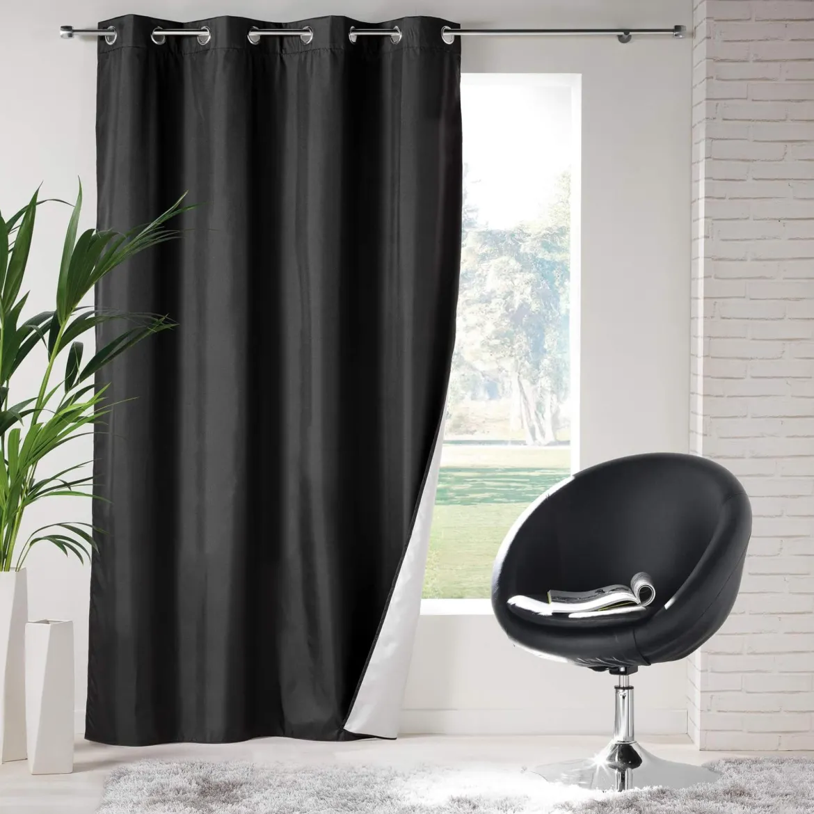 Rideau à oeillets thermique Icemount noir 140x260