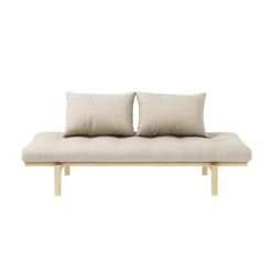 Sofa PACE en pin massif naturel matelas 75x200 + coussins 40x60 inclus
