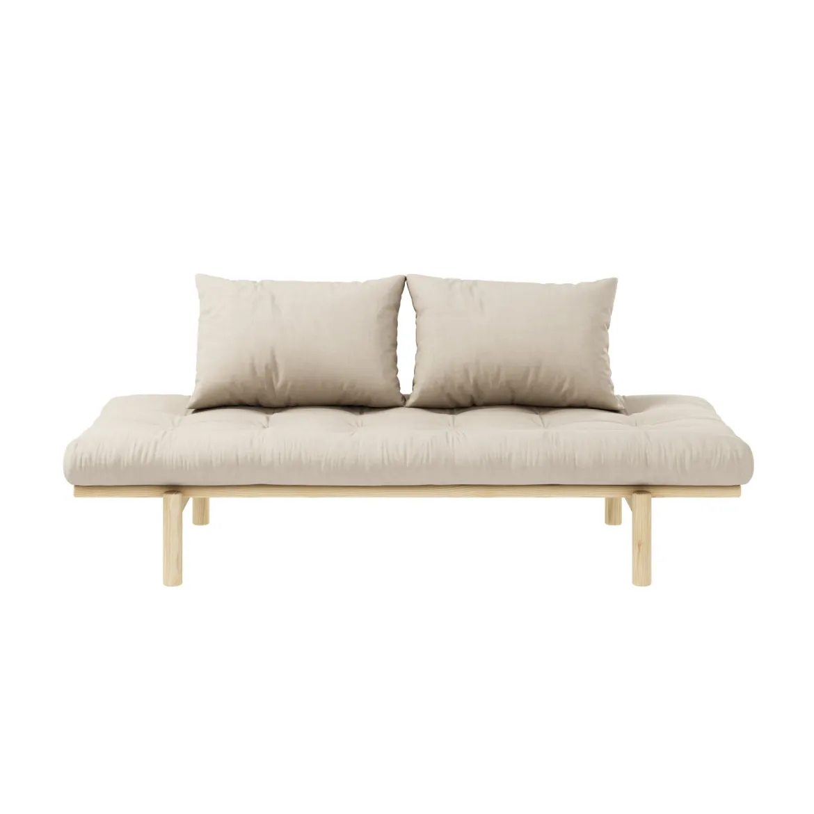 Sofa PACE en pin massif naturel matelas 75x200 + coussins 40x60 inclus