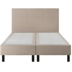 Sommier boxspring à ressorts déco chenillé lin 23 cm ENCHANTEUR
