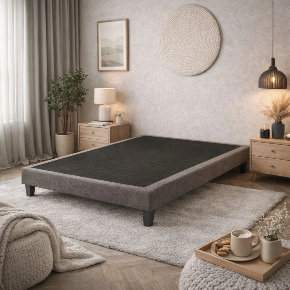 Sommier déco tapissier en tissu bouclette Nuage