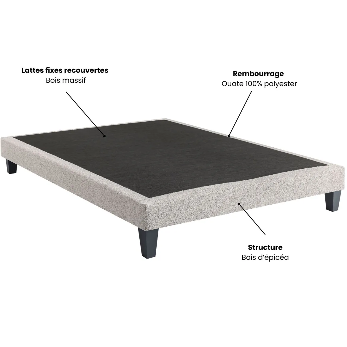 Sommier déco tapissier en tissu bouclette Nuage