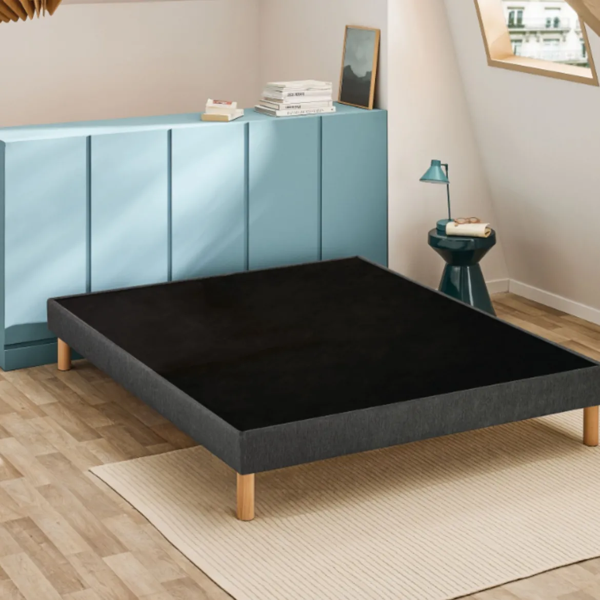 Sommier déco tapissier Unic gris - Bultex