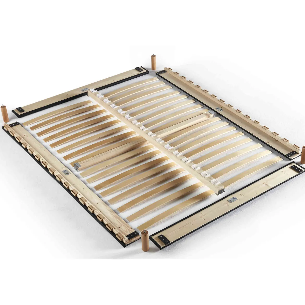 Sommier kit déco à lattes en bois massif bleu jean - Merinos