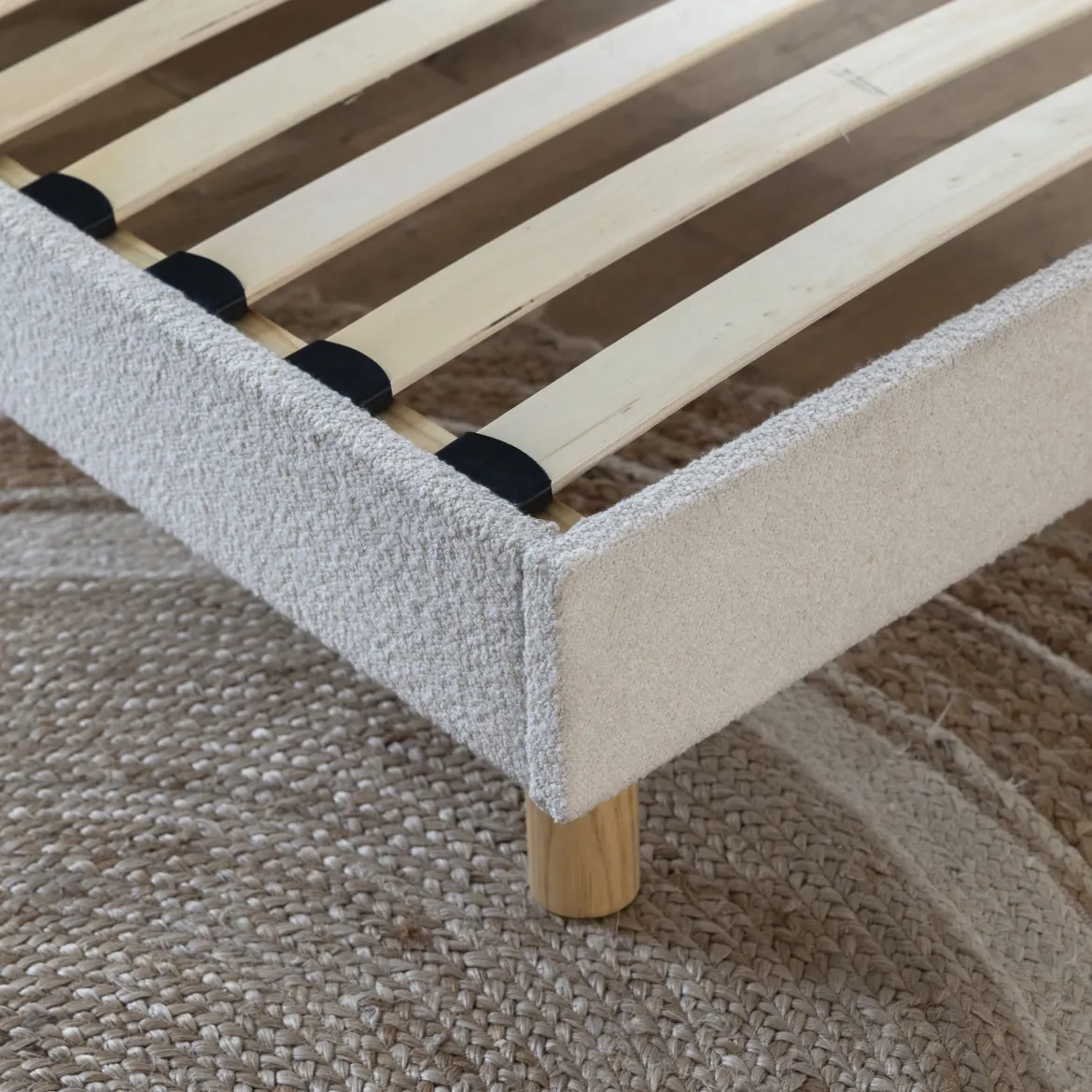 Sommier kit enfant en bois massif avec tissu bouclette