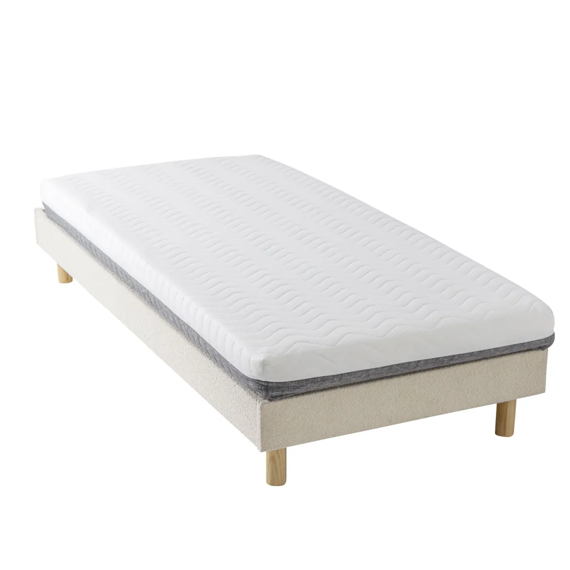 Sommier kit enfant en bois massif avec tissu bouclette
