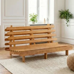 Structure futon 140x200 naturel bois massif Terre de Nuit