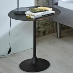 Table de chevet avec plateau en métal noir - CH15046