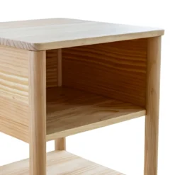 Table de chevet clair bois massif avec niche scandinave