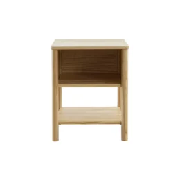 Table de chevet clair bois massif avec niche scandinave