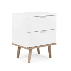 Table de chevet 2 tiroirs blanc - CH7781