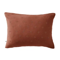 Taie d'oreiller brodée double gaze de coton