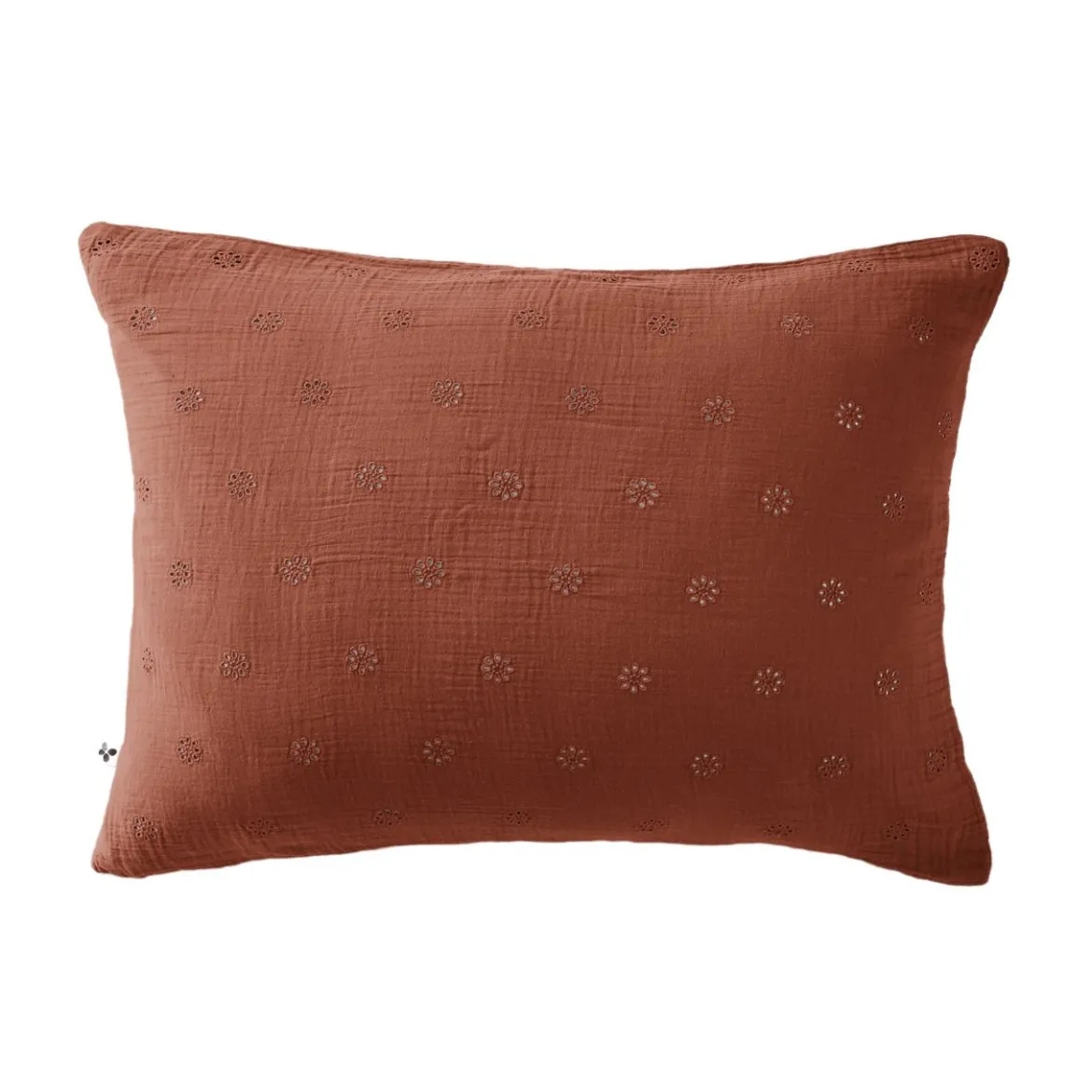 Taie d'oreiller brodée double gaze de coton