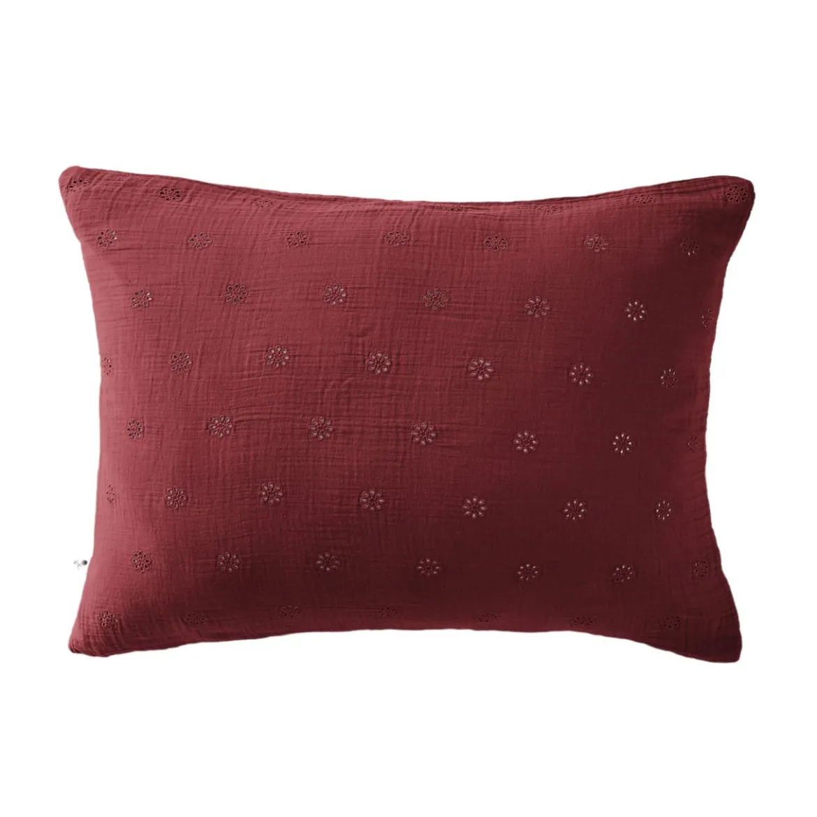 Taie d'oreiller brodée double gaze de coton